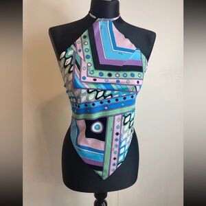 bandana halter TOP Upcycled from a EMILIO PUCCI scarf - size S-adjustable - nwot
